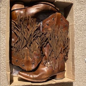 Corral Sierra Tan Fringe & Stud Cowboy Boots